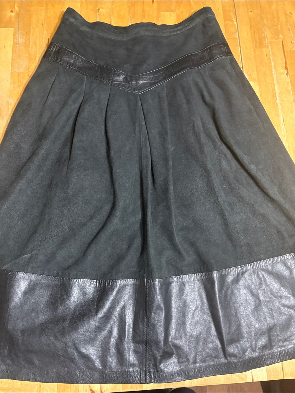 Danier vintage A-Line suede and leather skirt